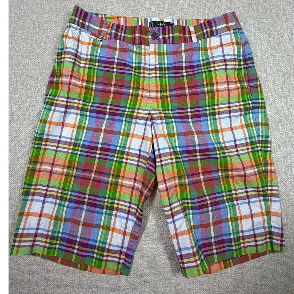 Lauren Ralph Lauren Women 6 Orange/Green Plaid Preppy Resort Casual Shorts